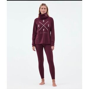 NWT Dope Snuggle 2X-UP Burgundy Thermal Base Layer Set XS Women's Ski Activewear
